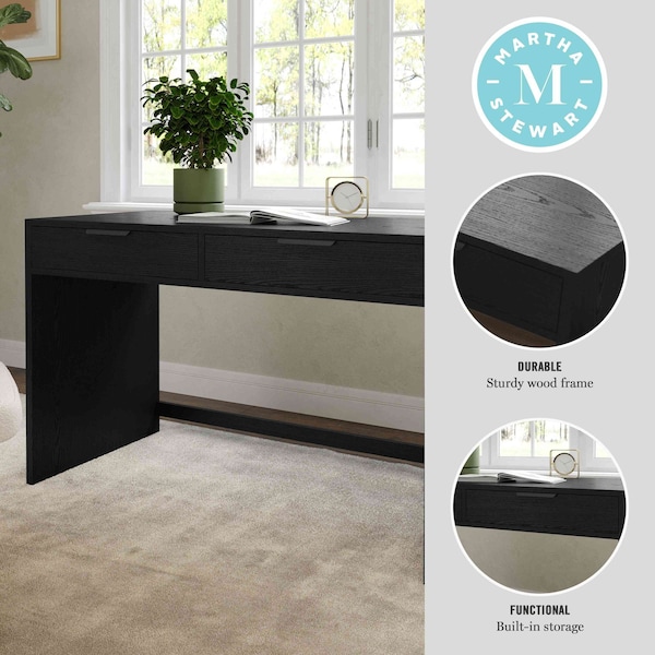 Martha Stewart Kayden Home Office Modular 2 Drawer Desk in Black w/Oil Rubbed Bronze Hardware - NAN-PS-23519-BK-BK-MS