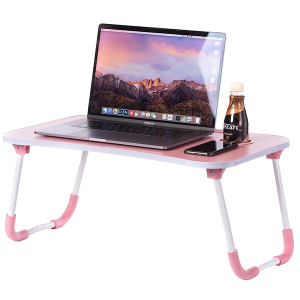 Kd Cuna 10.75 x 15.5 x 23.5 in. Bed Tray Laptop Foldable Kids Lap Desk Homework Table, Pink - KD2641922