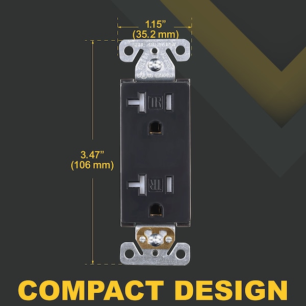 Faith 20 Amp 125-Volt Tamper-Resistant NEMA5-20R Wall Mount Duplex Outlet UL Listed, Black, 10PK - SSRE4TR-BK-10