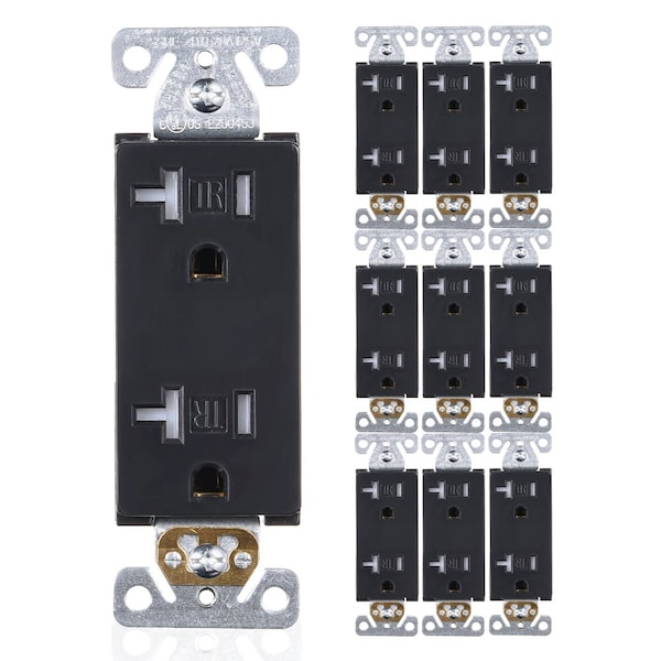 Faith 20 Amp 125-Volt Tamper-Resistant NEMA5-20R Wall Mount Duplex Outlet UL Listed, Black, 10PK - SSRE4TR-BK-10