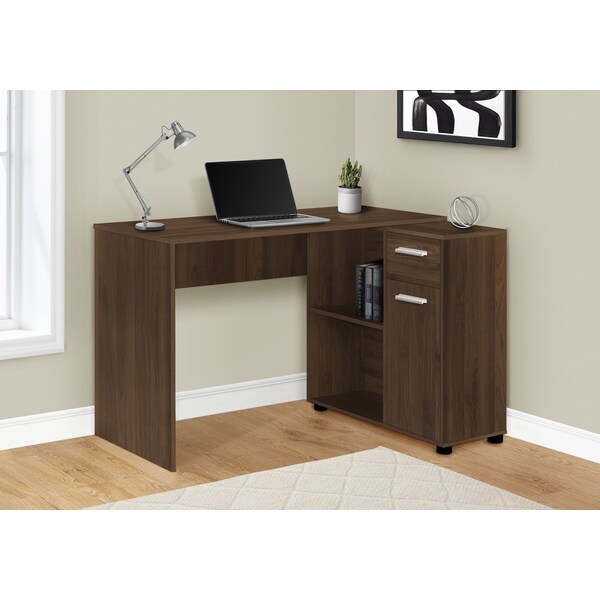 Monarch Specialties Computer Desk, Home Office, Corner, Storage Drawers, 46 in.L, L Shape, Work, Laptop, Walnut Laminate - I 7348