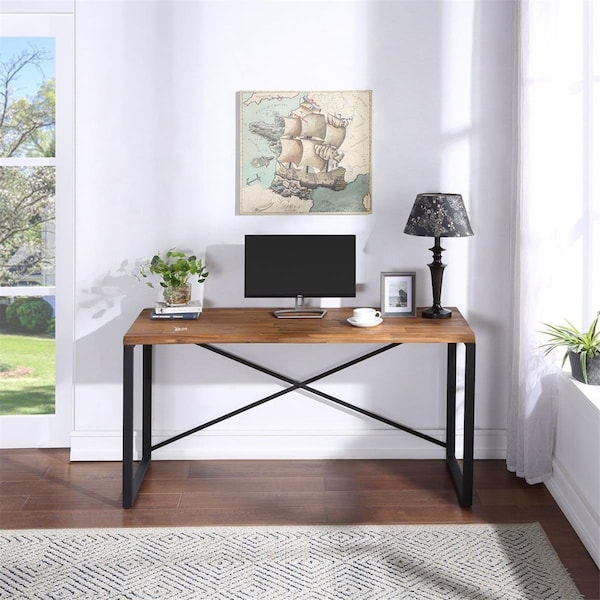 Northbeam Concord Live Edge Solid Wood Desk, Brown & Black - TBT0280112000