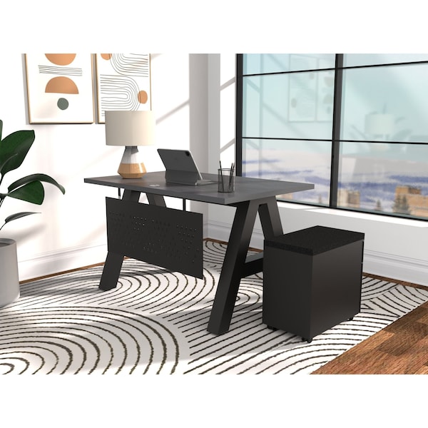 We'Re It A-Frame Writing Desk W/ Modesty Panel & Storage, 24 in D X 30 in H, 48 in W X Laminate - AF4824-MOD-PED-6307