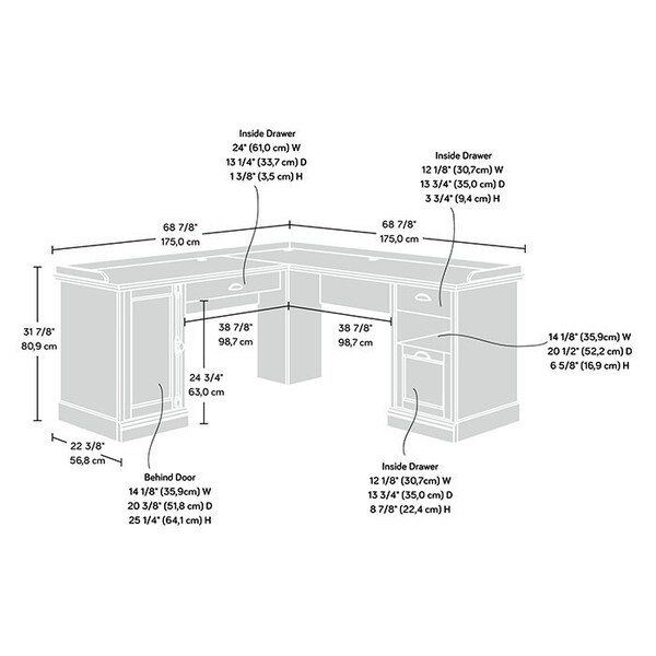 Sauder 68.9 in D X 31.85 in H, 68.9 in W X Engineered wood - 418270