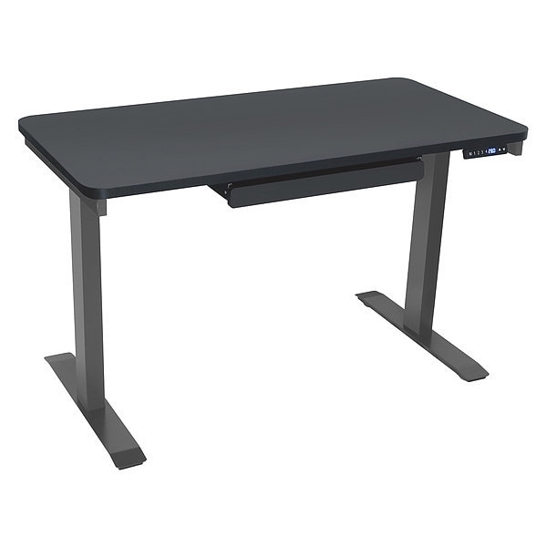 Motionwise Standing Desk, 24 in x48", Adjust Height 28" to 48", Blk Top, Lt Gray Frame - SDG48B