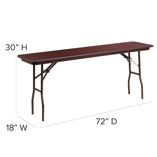 Flash Furniture Folding Training Table Training Table, 72" D X 30" H, 18" W X Melamine, Table Top: Laminate - YT-1872-MEL-WAL-GG