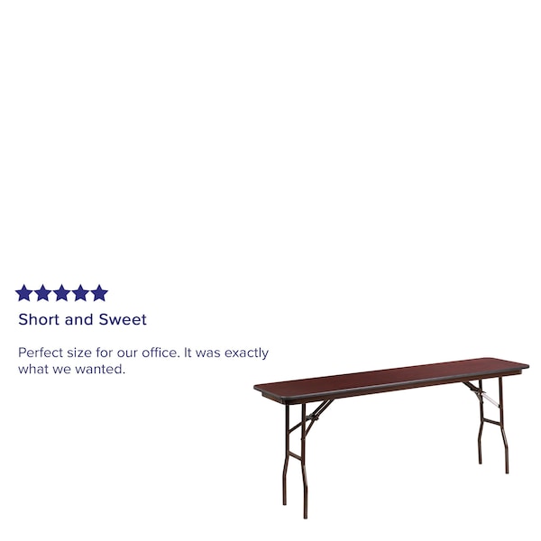 Flash Furniture Folding Training Table Training Table, 72" D X 30" H, 18" W X Melamine, Table Top: Laminate - YT-1872-MEL-WAL-GG