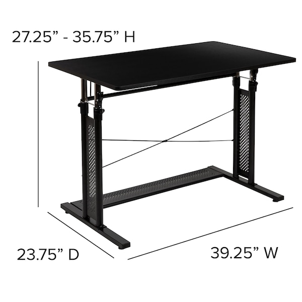 Flash Furniture Black Adjustable Office Table - NAN-JN-21908-GG