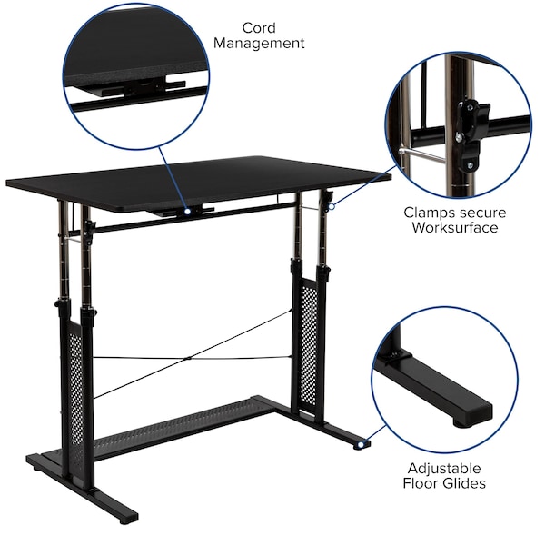 Flash Furniture Black Adjustable Office Table - NAN-JN-21908-GG