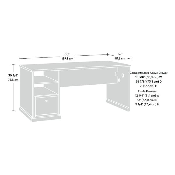 Sauder 32.05 in D X 30 in H, 65.98 in W X Engineered wood - 433648