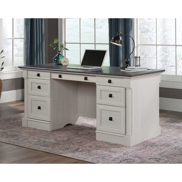 Sauder Executive Desk, 29.53 in D X 29.61 in H, 65.12 in W X Engineered wood - 432726
