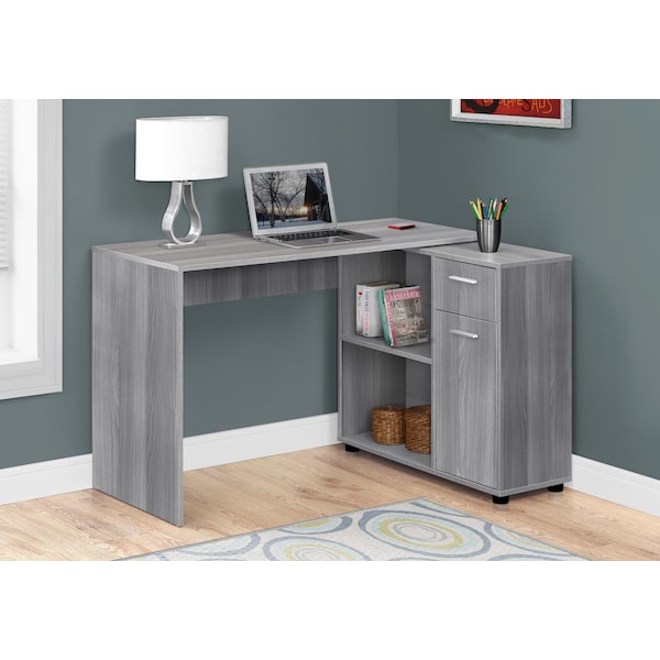 Monarch Specialties Computer Desk, Home Office, Corner, Storage Drawers, 46"L, L Shape, Work, Laptop, Laminate, Grey - I 7351