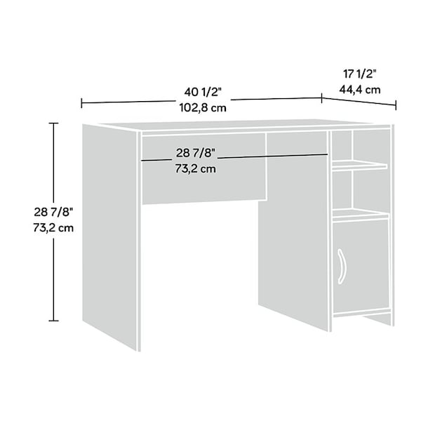 Sauder Beginnings Desk, 17.48 in D X 28.82 in H, 40.39 in W X Engineered wood - 415817