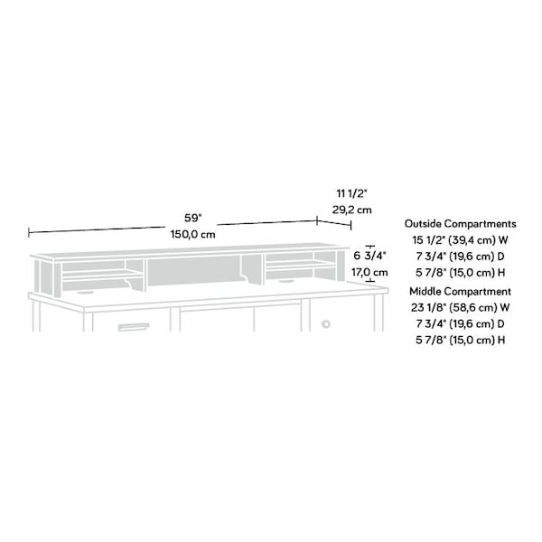 Sauder 11.5 in D X 6.69 in H, 59.06 in W X Engineered wood - 429370