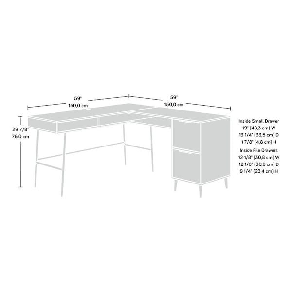 Sauder 59.06 in D X 29.92 in H, 59.06 in W X Engineered wood, Metal - 431621