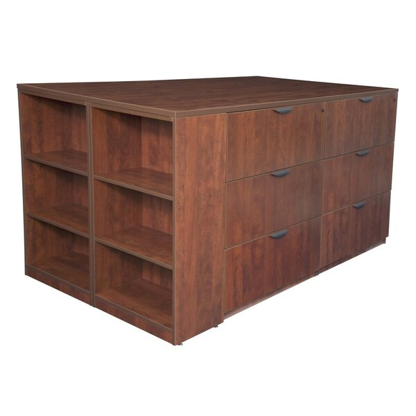 Legacy Desk/ 3 Lateral File Quad with Bookcase End StandUp Desk LatFile Quad, BookCase, 46" D X 42" H - LSSD3LF8546CH