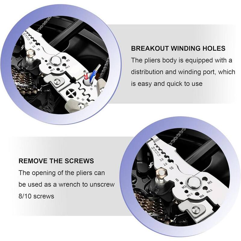 Etokfoks Multifunctional Wire Stripper Crimper Cable Cutter Pliers for Electrical in Gray (2 Pieces) - MLPH020LT413