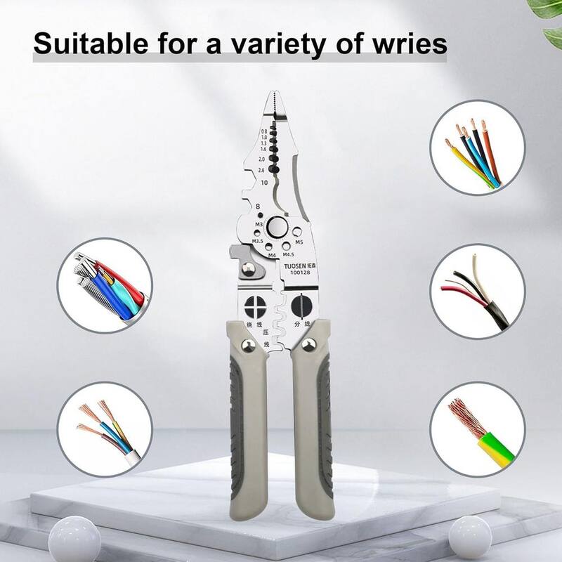 Etokfoks Multifunctional Wire Stripper Crimper Cable Cutter Pliers for Electrical in Gray (2 Pieces) - MLPH020LT413