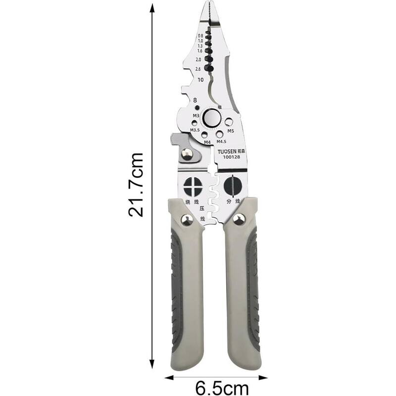 Etokfoks Multifunctional Wire Stripper Crimper Cable Cutter Pliers for Electrical in Gray (2 Pieces) - MLPH020LT413