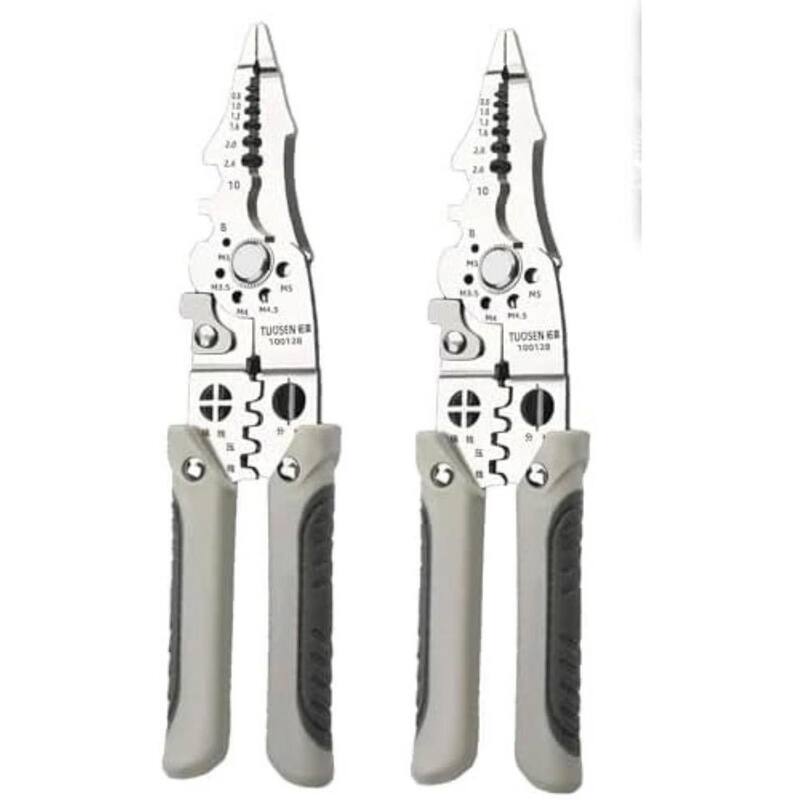 Etokfoks Multifunctional Wire Stripper Crimper Cable Cutter Pliers for Electrical in Gray (2 Pieces) - MLPH020LT413