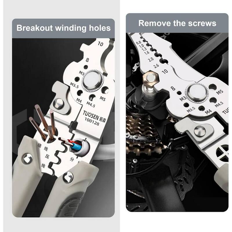 Etokfoks Multifunctional Wire Stripper Crimper Cable Cutter Pliers for Electrical in Gray (2 Pieces) - MLPH020LT413