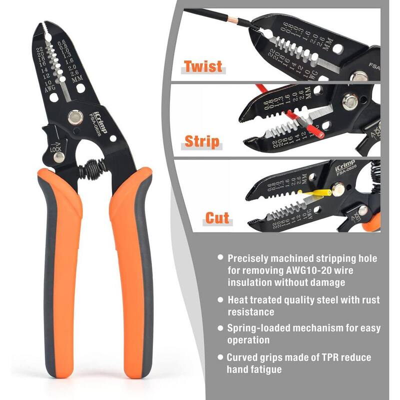 Etokfoks Crimper Ratchet Wire Tool Set with Interchangeable Jaws for Insulated and Non-Insulated Terminals AWG20-2 - MLPH020LT411