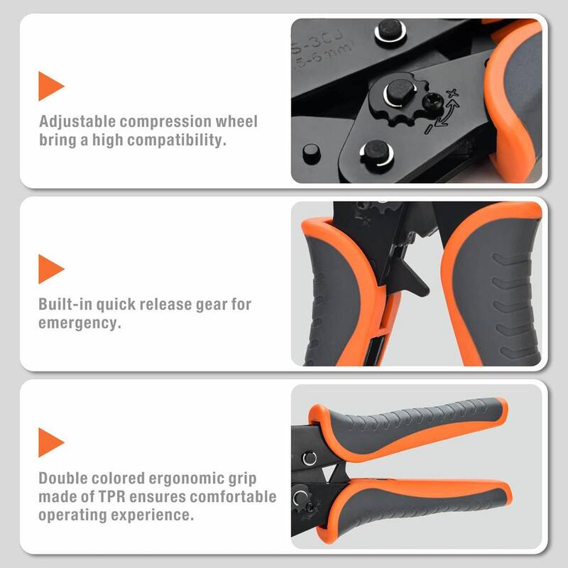 Etokfoks Crimper Ratchet Wire Tool Set with Interchangeable Jaws for Insulated and Non-Insulated Terminals AWG20-2 - MLPH020LT411