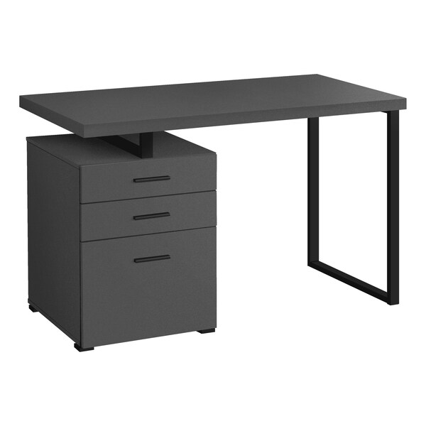 Monarch Specialties Computer Desk, Home Office, Laptop, Left, Right Set-up, Storage Drawers, 48"L, Work, Metal, Grey - I 7645