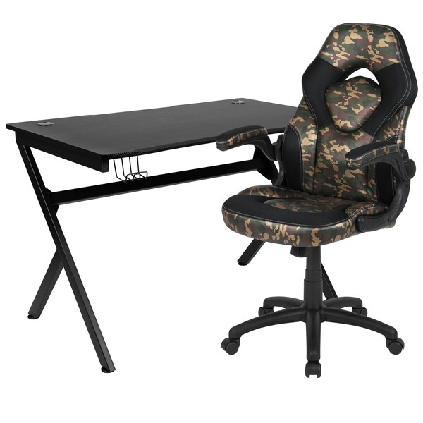 Flash Furniture Black Gaming Desk and Chair Set with Cup Holder - BLN-X10D1904-CAM-GG