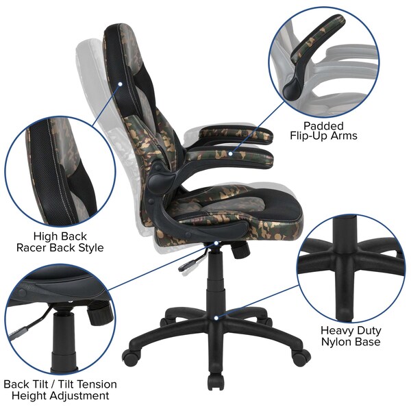 Flash Furniture Black Gaming Desk and Chair Set with Cup Holder - BLN-X10D1904-CAM-GG