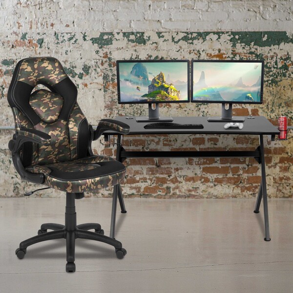 Flash Furniture Black Gaming Desk and Chair Set with Cup Holder - BLN-X10D1904-CAM-GG