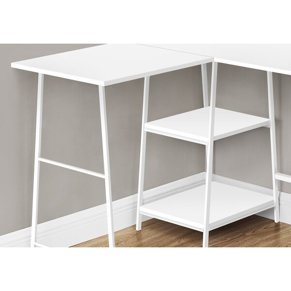 Monarch Specialties Computer Desk, Home Office, Corner, Storage Shelves, 48"L, L Shape, Work, Laptop, Metal, White - I 7596