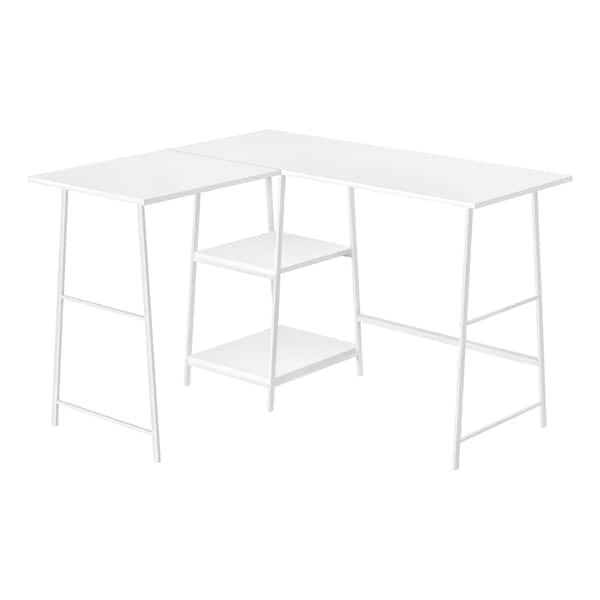 Monarch Specialties Computer Desk, Home Office, Corner, Storage Shelves, 48"L, L Shape, Work, Laptop, Metal, White - I 7596