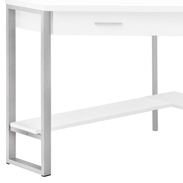 Homeroots 42 x 42 x 30 in. White with Silver Metal Computer Desk - 355733