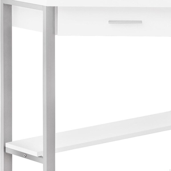 Homeroots 42 x 42 x 30 in. White with Silver Metal Computer Desk - 355733