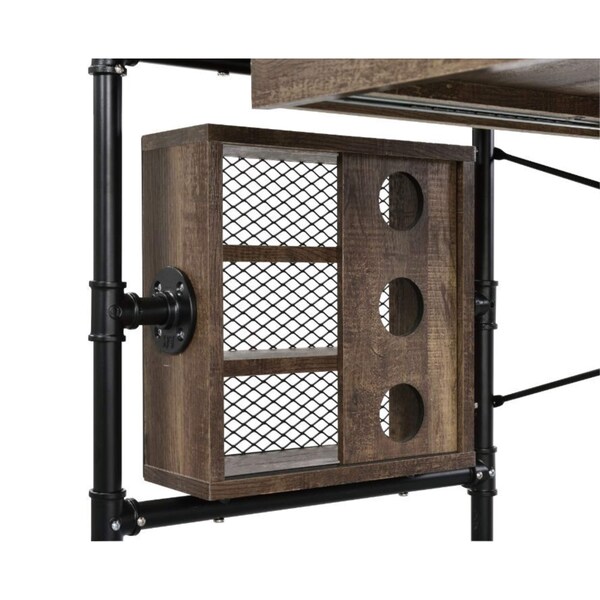 Acme Wooden Top Writing Desk in Weathered Oak and Black - ER-052OAK