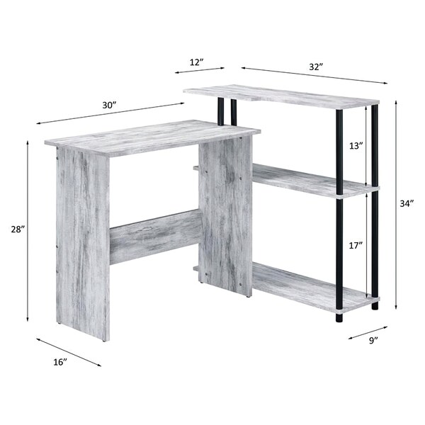 Acme Wooden Top Writing Desk with Bookcase in Antique White and Black - ER-087AWH