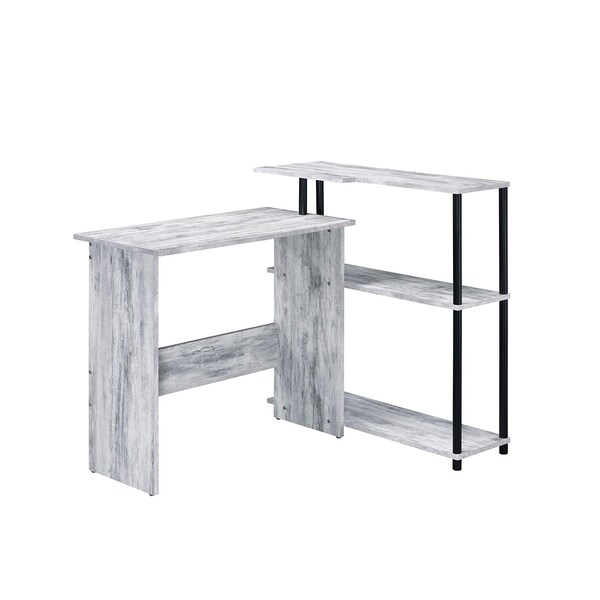 Acme Wooden Top Writing Desk with Bookcase in Antique White and Black - ER-087AWH