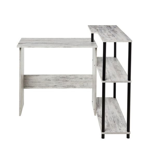Acme Wooden Top Writing Desk with Bookcase in Antique White and Black - ER-087AWH
