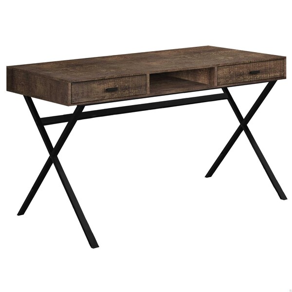 Homeroots 29.25 in. Brown Reclaimed Wood Particle Board & Black Metal Computer Desk - 333544