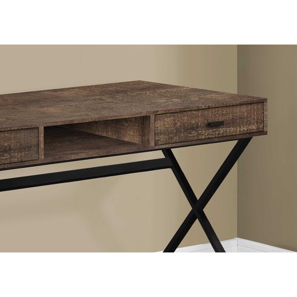 Homeroots 29.25 in. Brown Reclaimed Wood Particle Board & Black Metal Computer Desk - 333544