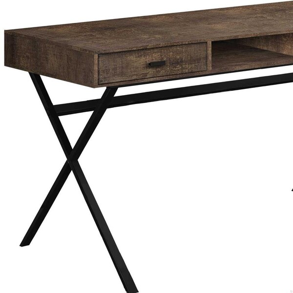Homeroots 29.25 in. Brown Reclaimed Wood Particle Board & Black Metal Computer Desk - 333544