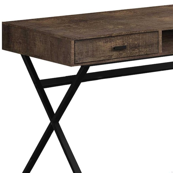 Homeroots 29.25 in. Brown Reclaimed Wood Particle Board & Black Metal Computer Desk - 333544