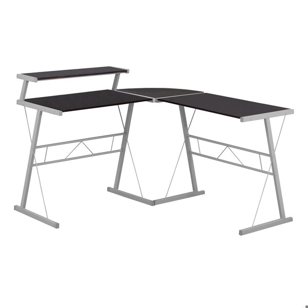 Homeroots 36.75 in. Cappuccino MDF & Silver Metal Computer Desk - 333400