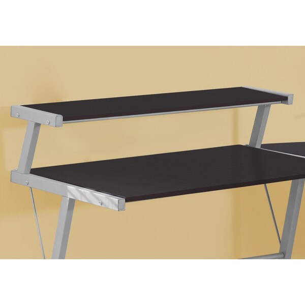 Homeroots 36.75 in. Cappuccino MDF & Silver Metal Computer Desk - 333400