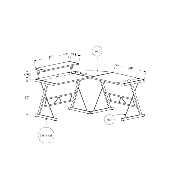 Homeroots 36.75 in. Cappuccino MDF & Silver Metal Computer Desk - 333400