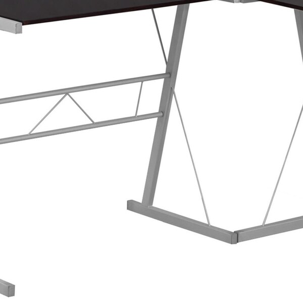 Homeroots 36.75 in. Cappuccino MDF & Silver Metal Computer Desk - 333400