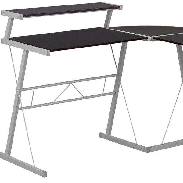 Homeroots 36.75 in. Cappuccino MDF & Silver Metal Computer Desk - 333400