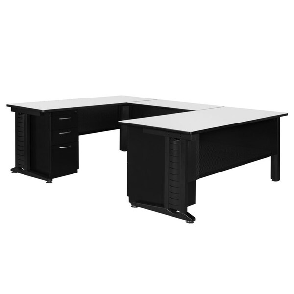 Regency Fusion U-Desks with Storage, 102 D X 29 H, 72 W X Wood, Metal, White - MUD723048WH