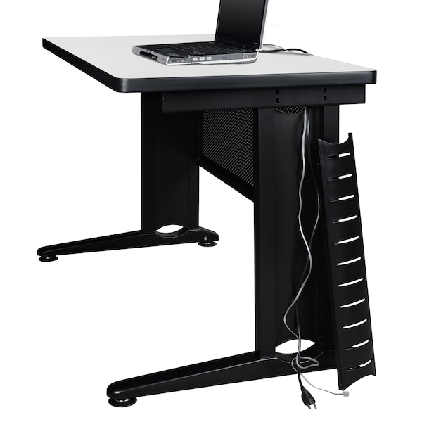 Regency Fusion Single Pedestal Desks, 24 D X 29 H, 48 W X Wood, Metal, White - MSP4824WH